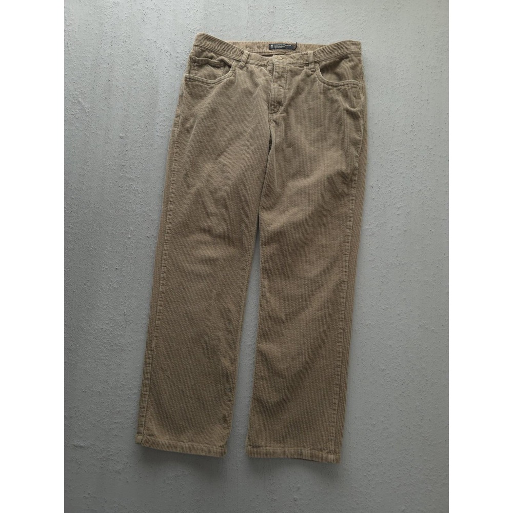 Vintage 2000s Y2K Private Member Beige Corduroy Pants‎ Straight Leg 33x29